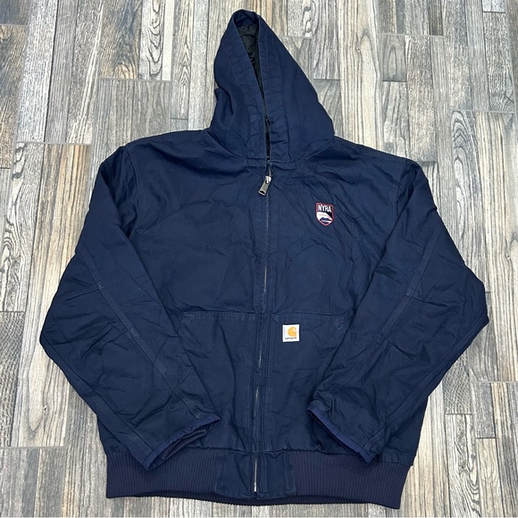 👁️ Carhartt Quilted Lined Hooded Loose Fit Canvas J130-M NYRA Patch Jacket